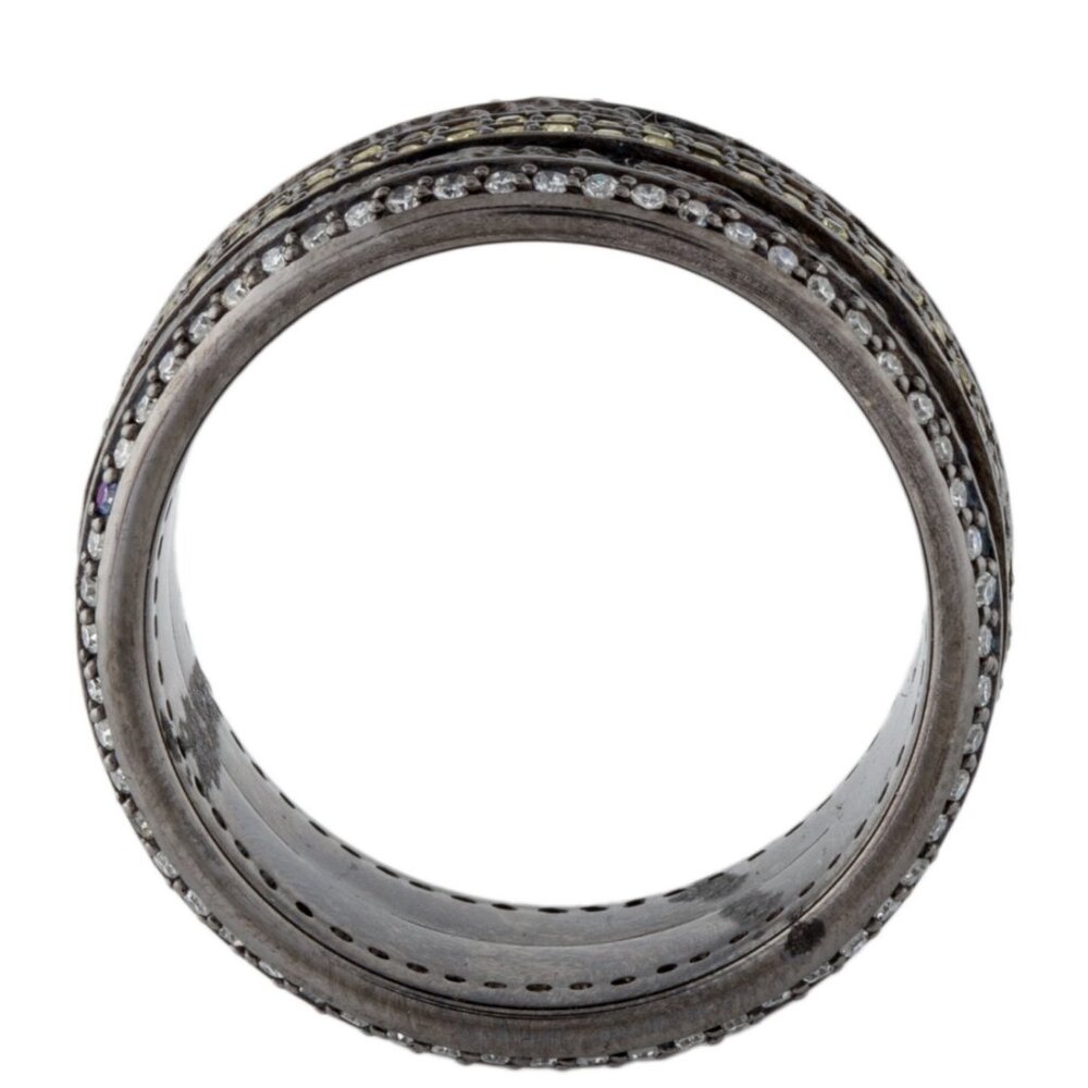STEPHEN WEBSTER DIAMOND & YELLOW SAPPHIRE STERLING SS HIGHWAY SPINNER BAND RING - Picture 6 of 6